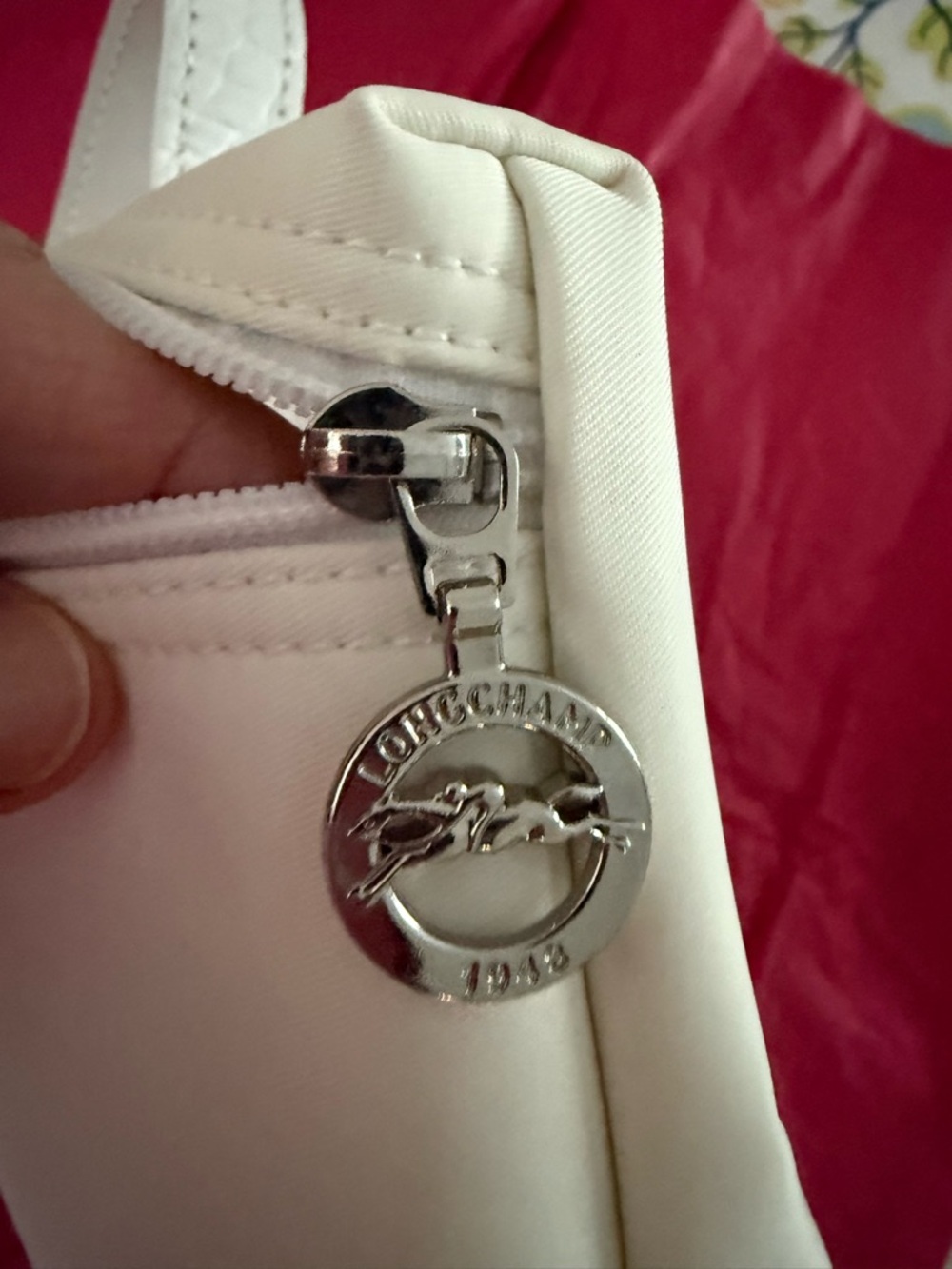 Longchamp White Wristlet Cosmetic Pouch with Strap - Picture 2 of 3